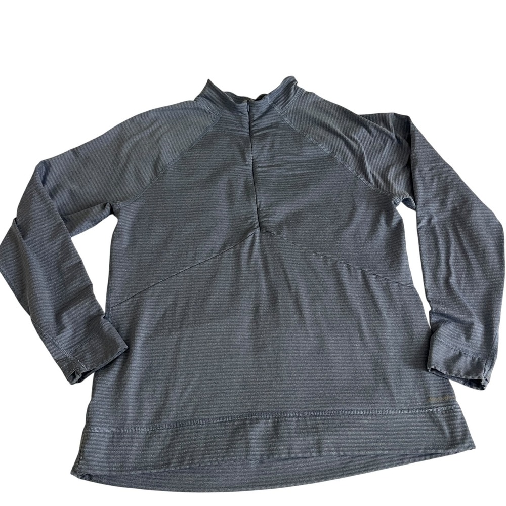 Eddie Bauer 1/4 Zip Pullover Women Blue Striped Running Large Long Sleeve - Picture 2 of 7